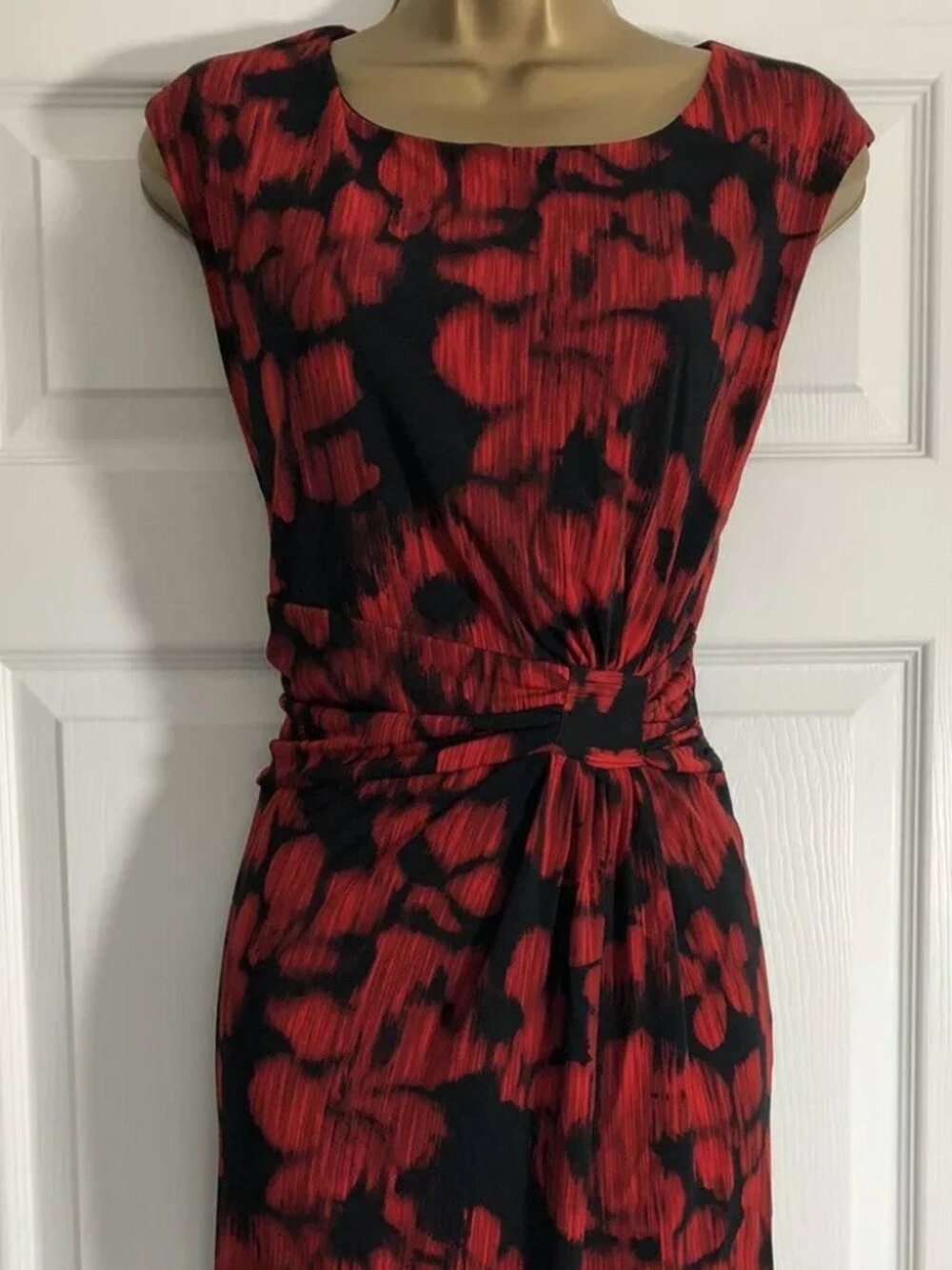 Summer style black and red printed elastic evening dress